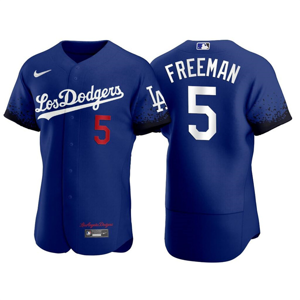 Men's Los Angeles Dodgers #5 Freddie Freeman Royal City Connect Flex Base Stitched Jersey